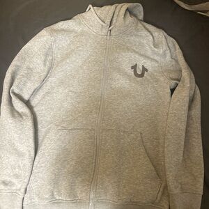 True Religion Gray Zip Up Sweater